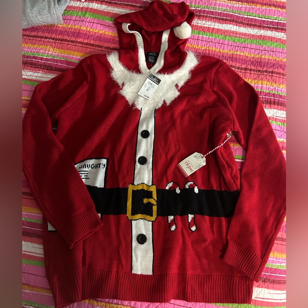 Christmas Sweater Red Santa Sweater with Hood